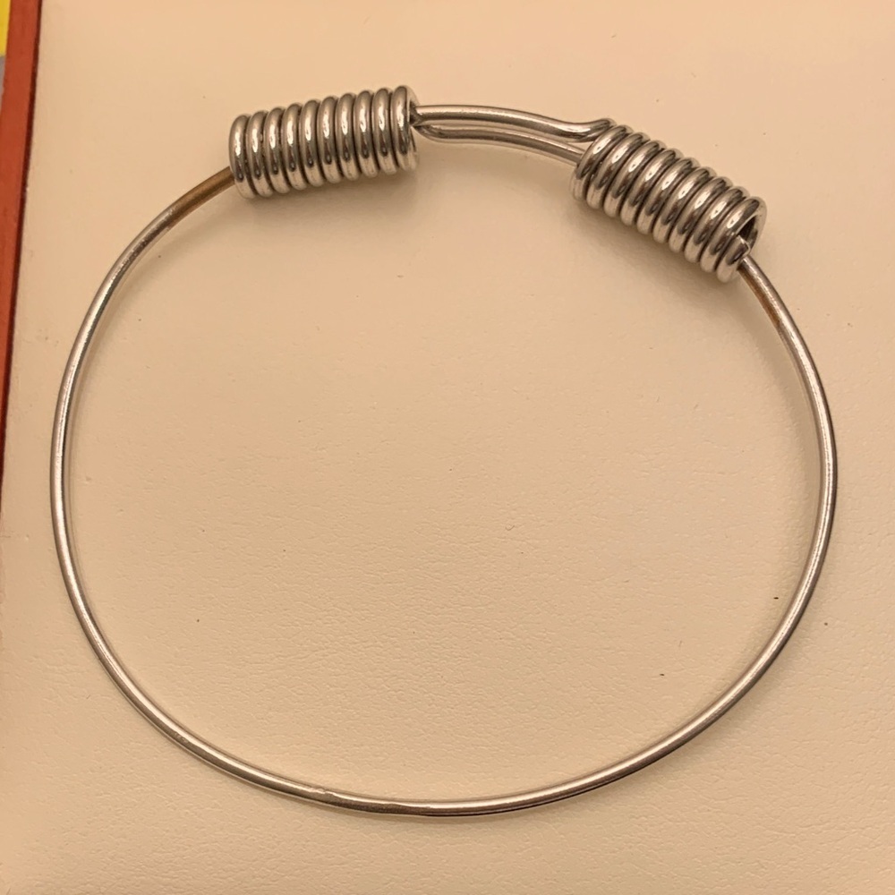 Napier Vintage Bracelet - Coil Spring Bangle - Silver
